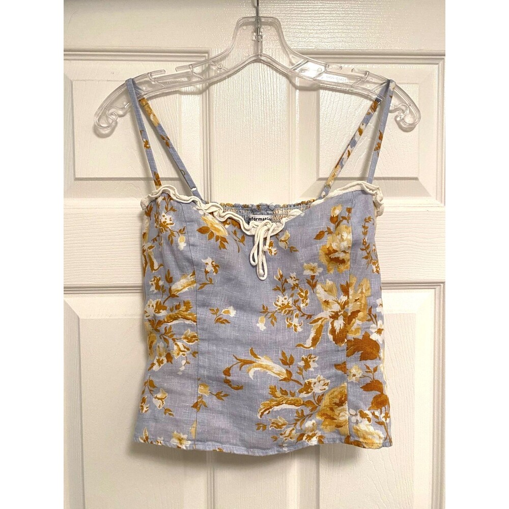 Reformation Skylar Floral Linen Bustier Babydoll Top - Size 6